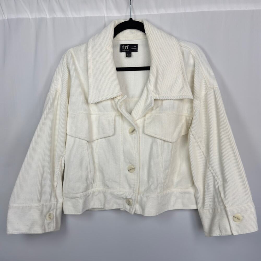 ZARA Cream/White Corduroy Cropped Jacket Size S/M